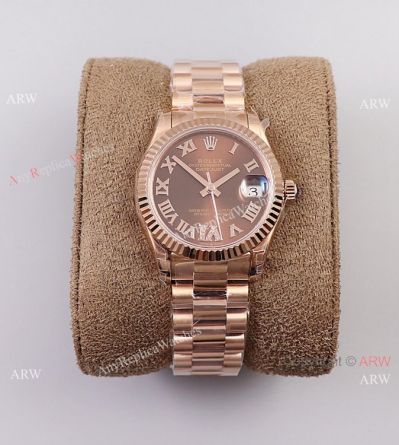 (TW) Swiss Fake Presidential Rolex Oyster Perpetual Datejust 31mm Watch Chocolate with Roman Dial